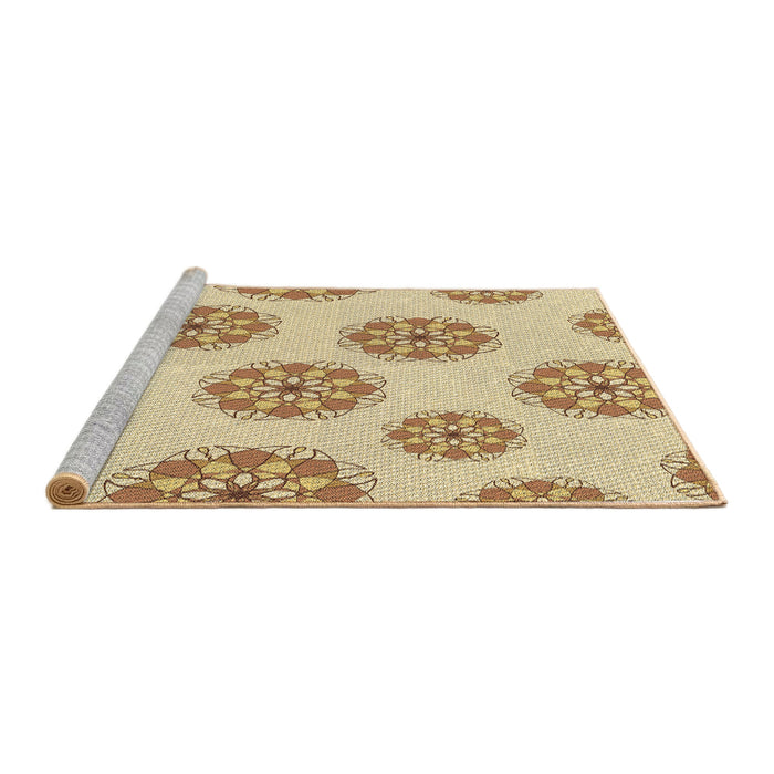 Sideview of Machine Washable Transitional Sun Yellow Rug, wshpat744brn