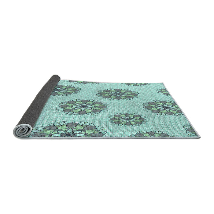 Thickness of Patterned Light Aquamarine Green Rug, pat744lblu