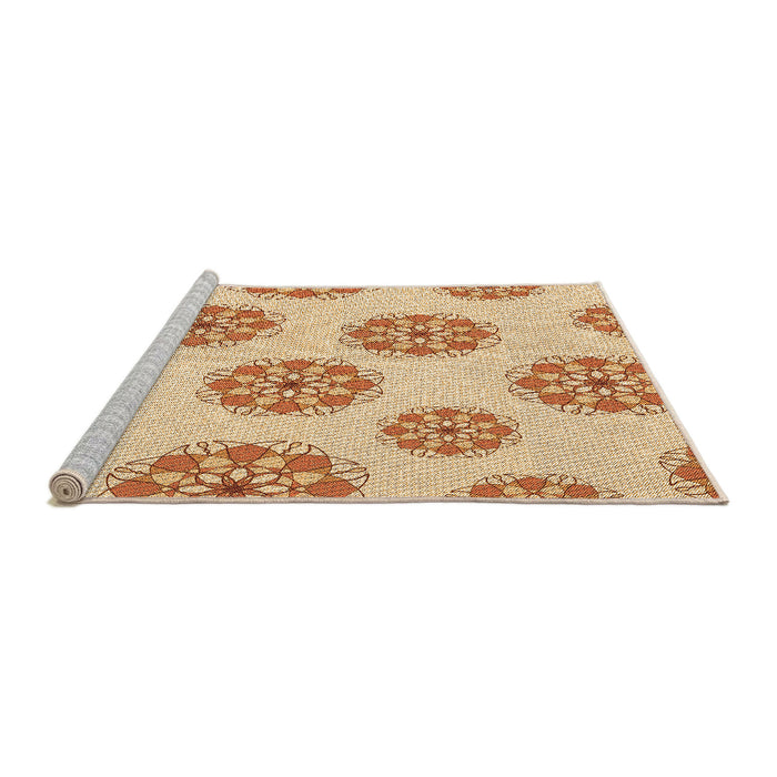 Sideview of Machine Washable Transitional Orange Rug, wshpat744org