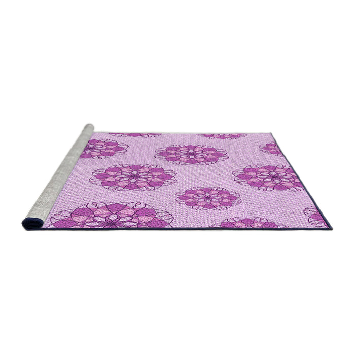 Sideview of Machine Washable Transitional Blossom Pink Rug, wshpat744pur