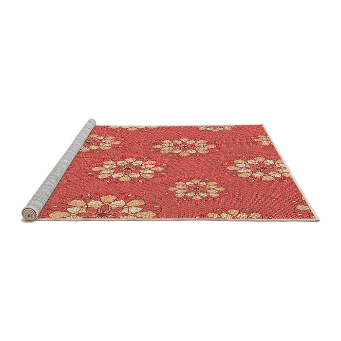 Sideview of Machine Washable Transitional Orange Rug, wshpat745org
