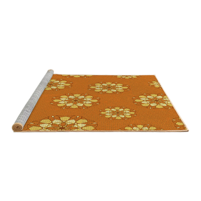 Sideview of Machine Washable Transitional Orange Red Orange Rug, wshpat745yw