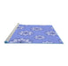 Sideview of Machine Washable Transitional Light Sky Blue Rug, wshpat746blu