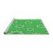 Sideview of Machine Washable Transitional Neon Green Rug, wshpat746grn