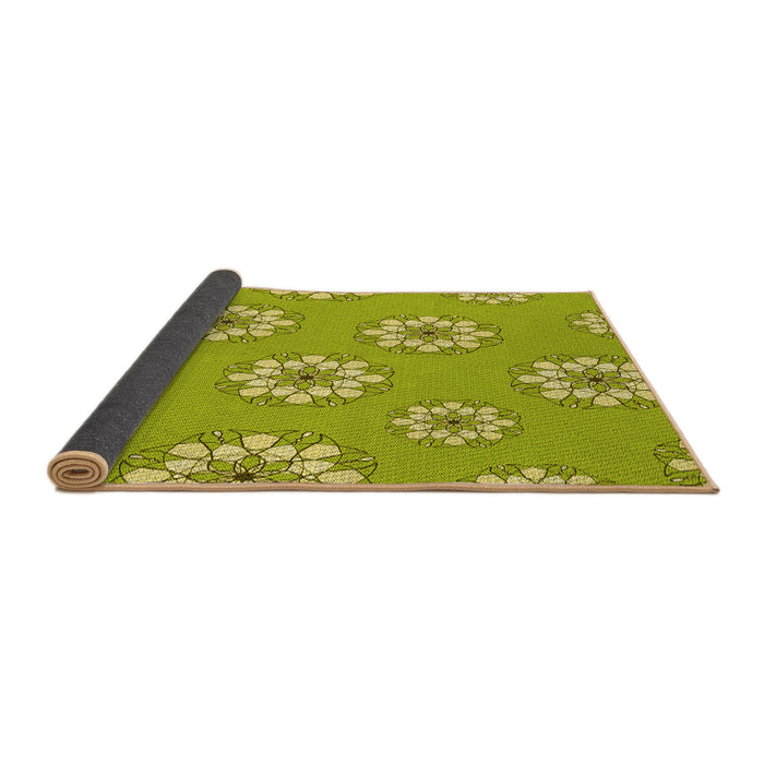 Thickness of Patterned Dark Yellow Green Rug, pat746yw