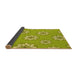 Thickness of Patterned Dark Yellow Green Rug, pat746yw