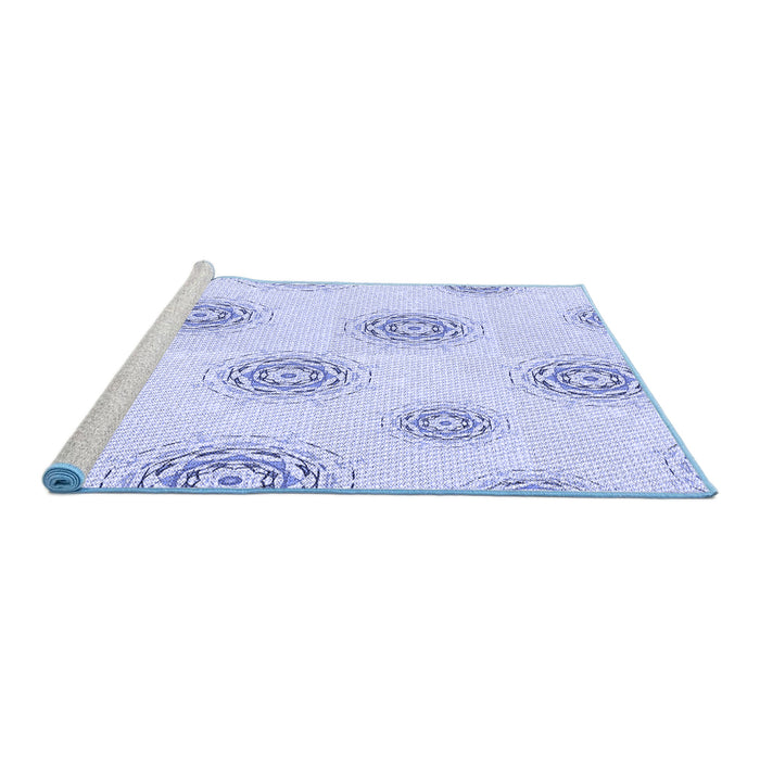 Sideview of Machine Washable Transitional Lavender Blue Rug, wshpat747blu