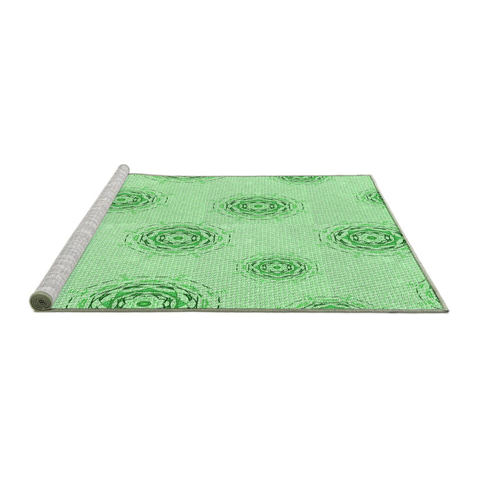 Sideview of Machine Washable Transitional Light Green Rug, wshpat747grn