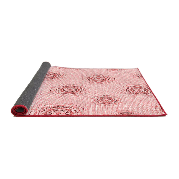 Thickness of Patterned Pastel Red Pink Rug, pat747rd
