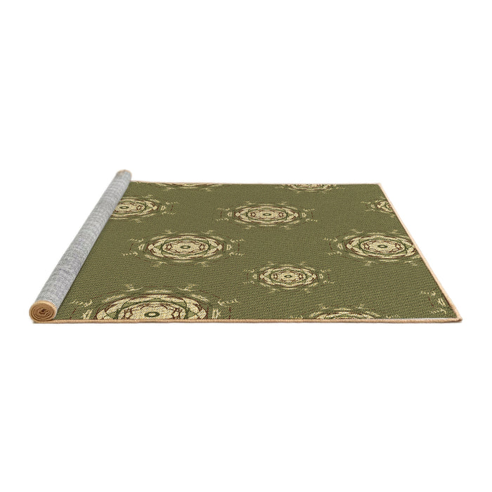 Sideview of Machine Washable Transitional Brass Green Rug, wshpat748brn