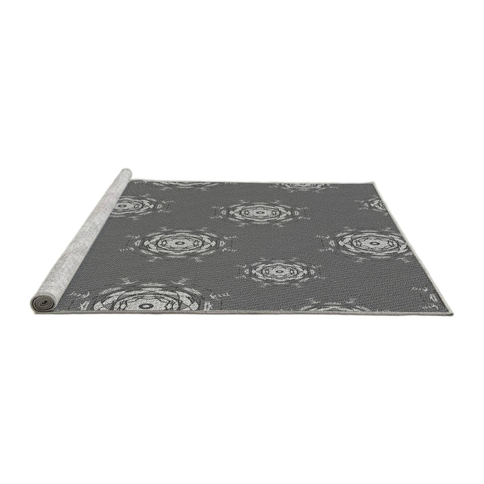 Sideview of Machine Washable Transitional Grey Gray Rug, wshpat748gry
