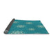 Thickness of Patterned Dark Cyan Green Rug, pat748lblu