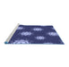 Sideview of Machine Washable Transitional Lapis Blue Rug, wshpat749blu