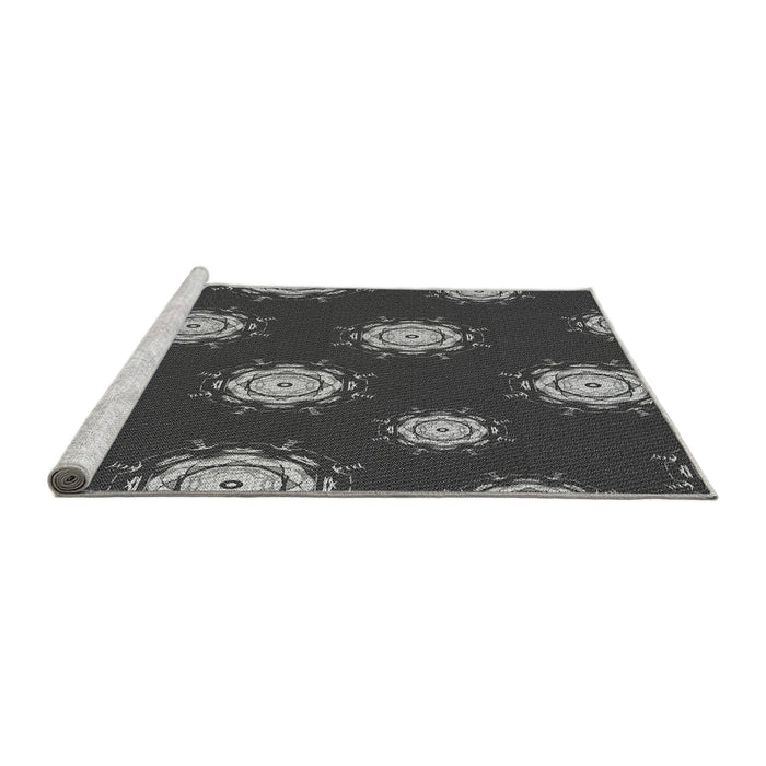 Sideview of Machine Washable Transitional Charcoal Black Rug, wshpat749gry