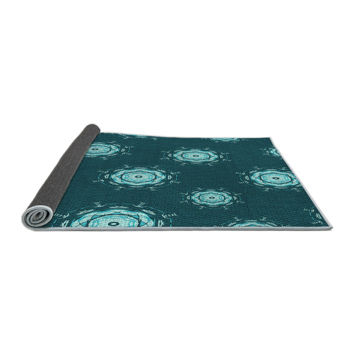Thickness of Patterned Medium Teal Green Rug, pat749lblu