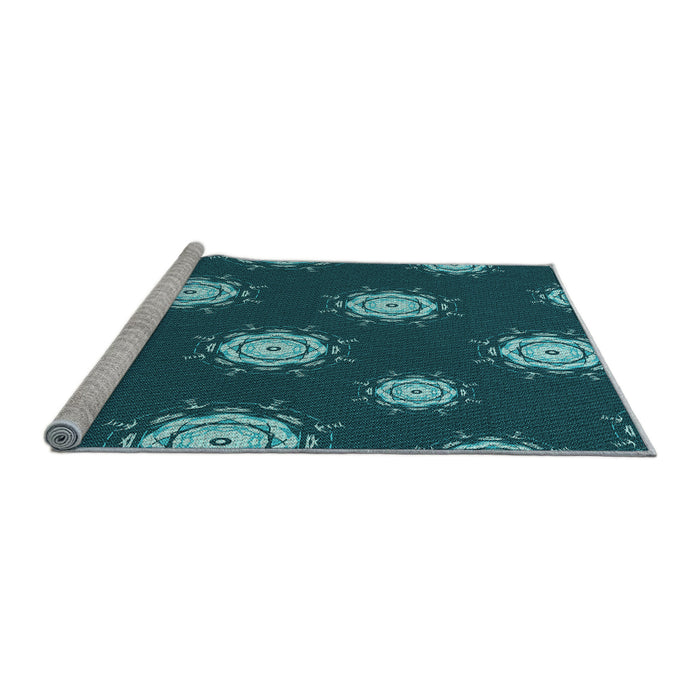 Sideview of Machine Washable Transitional Medium Teal Green Rug, wshpat749lblu