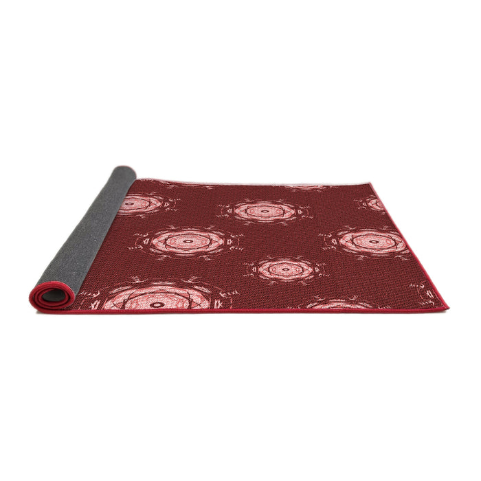 Thickness of Patterned Cranberry Red Rug, pat749rd