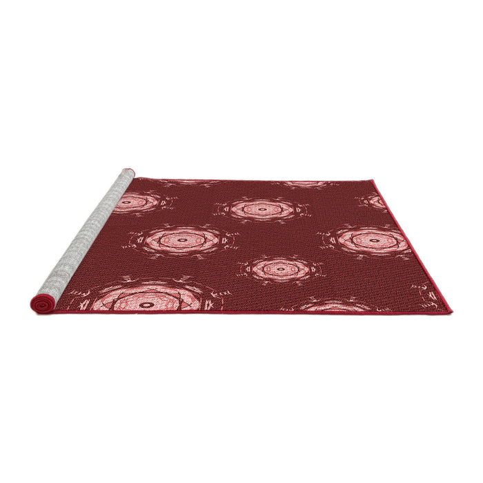 Sideview of Machine Washable Transitional Cranberry Red Rug, wshpat749rd