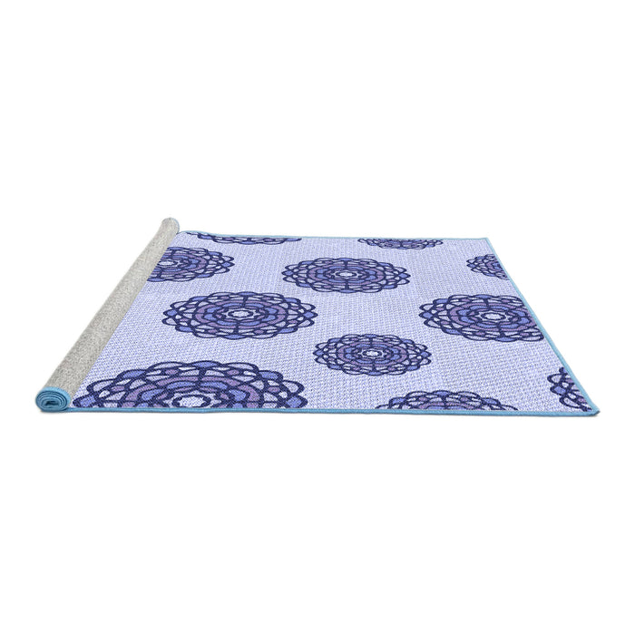 Sideview of Machine Washable Transitional Blue Rug, wshpat750blu