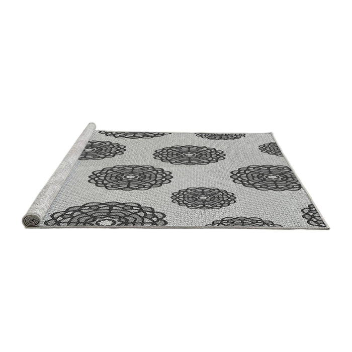 Sideview of Machine Washable Transitional Gray Rug, wshpat750gry