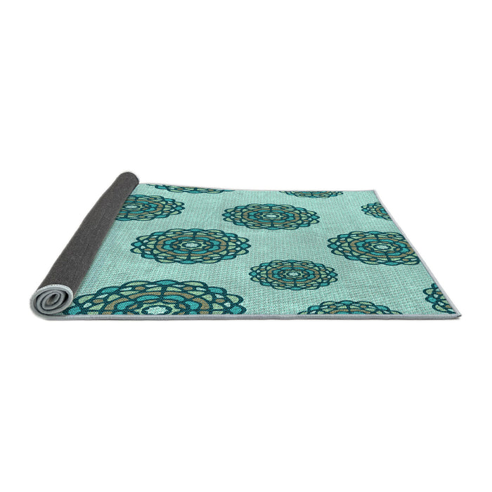 Thickness of Patterned Deep-Sea Green Rug, pat750lblu