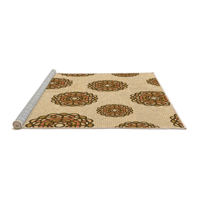 Sideview of Machine Washable Transitional Brown Gold Rug, wshpat750org