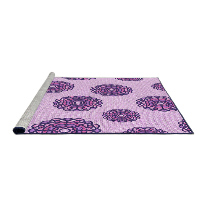 Sideview of Machine Washable Transitional Blossom Pink Rug, wshpat750pur