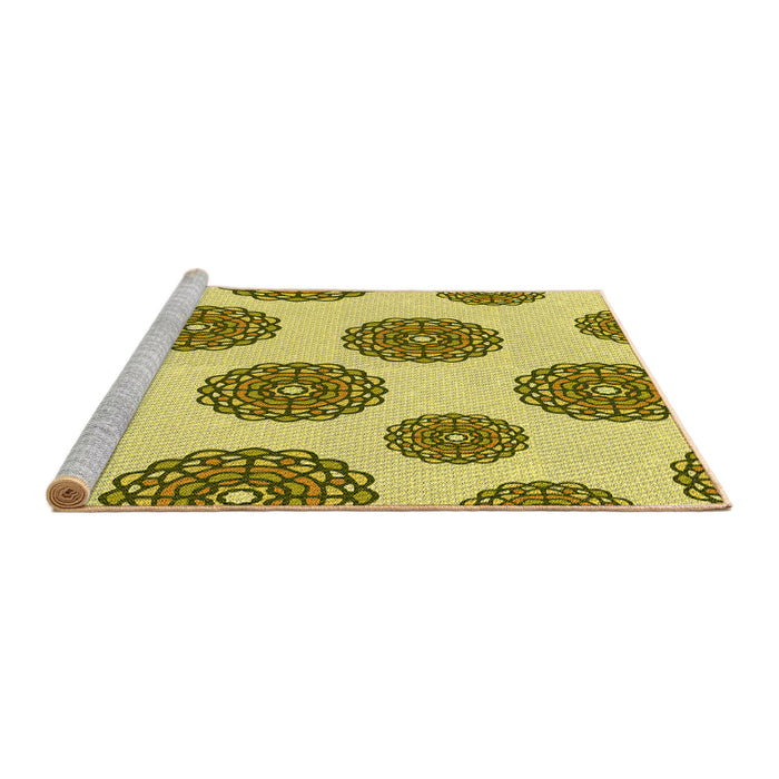 Sideview of Machine Washable Transitional Dark Yellow Green Rug, wshpat750yw