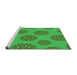 Sideview of Machine Washable Transitional Neon Green Rug, wshpat751grn