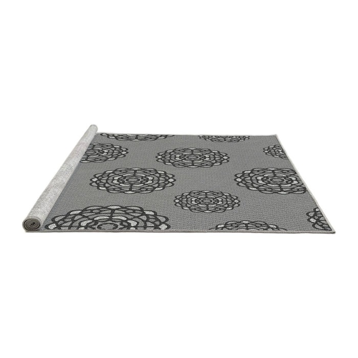Sideview of Machine Washable Transitional Grey Gray Rug, wshpat751gry