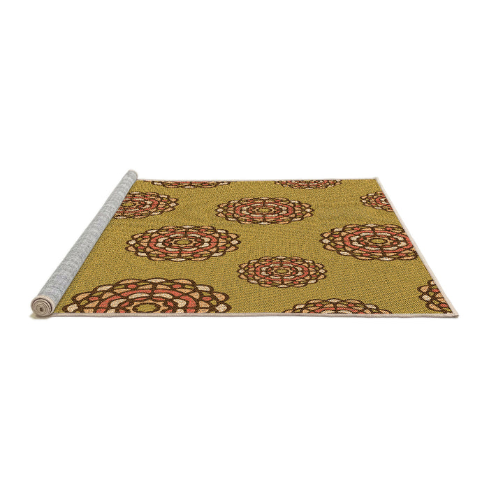 Sideview of Machine Washable Transitional Orange Rug, wshpat751org