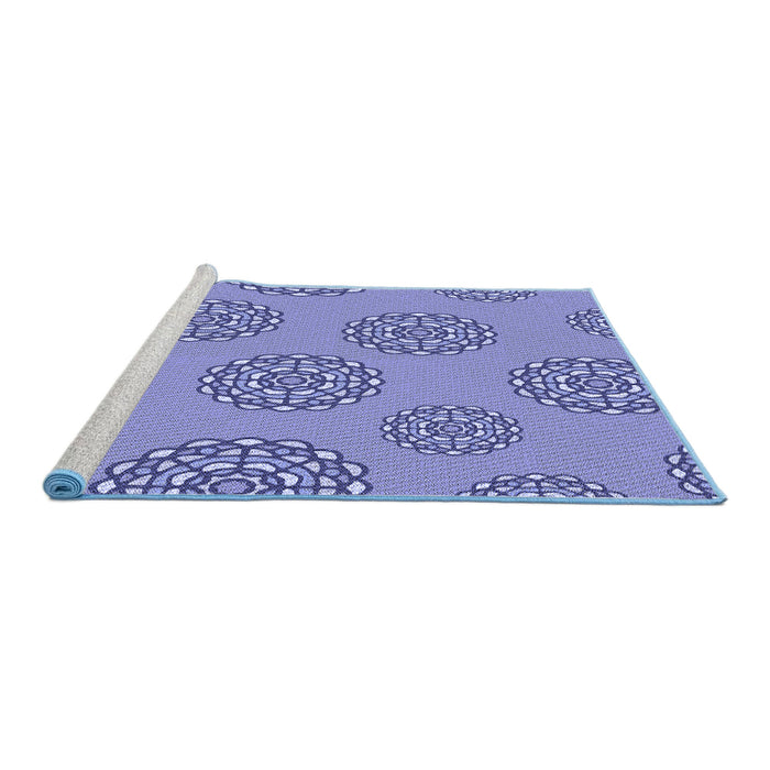 Sideview of Machine Washable Transitional Slate Blue Rug, wshpat752blu