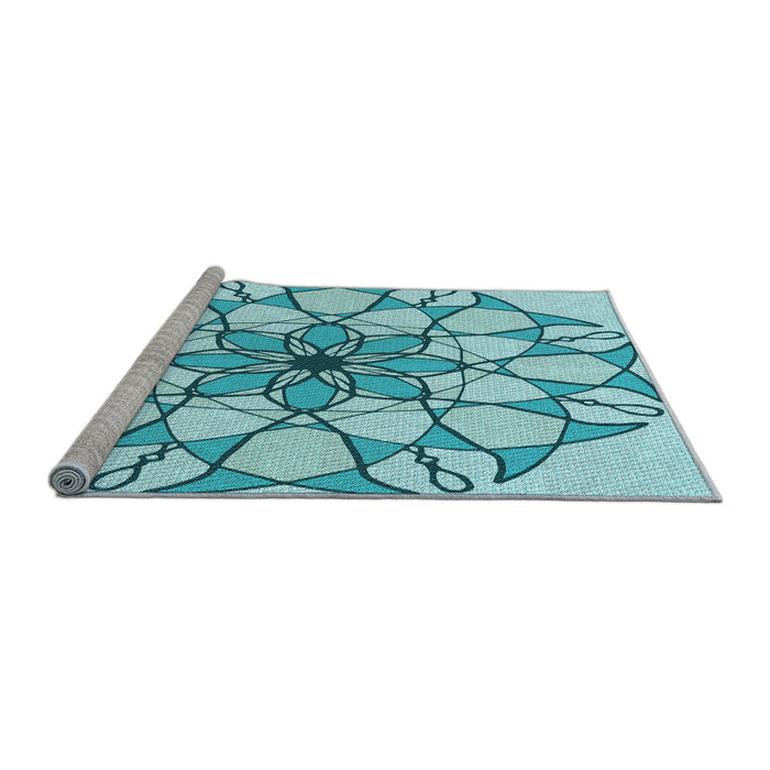Sideview of Machine Washable Transitional Blue Rug, wshpat753lblu