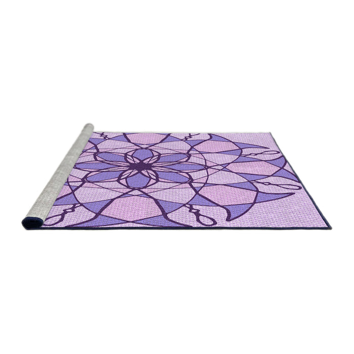 Sideview of Machine Washable Transitional Blossom Pink Rug, wshpat753pur