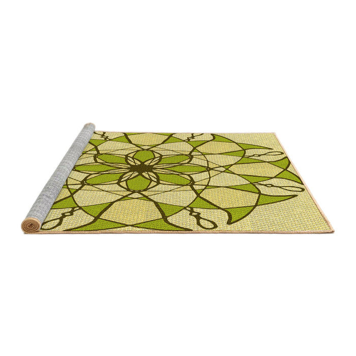 Square Machine Washable Transitional Dark Golden Brown Rug, wshpat753yw