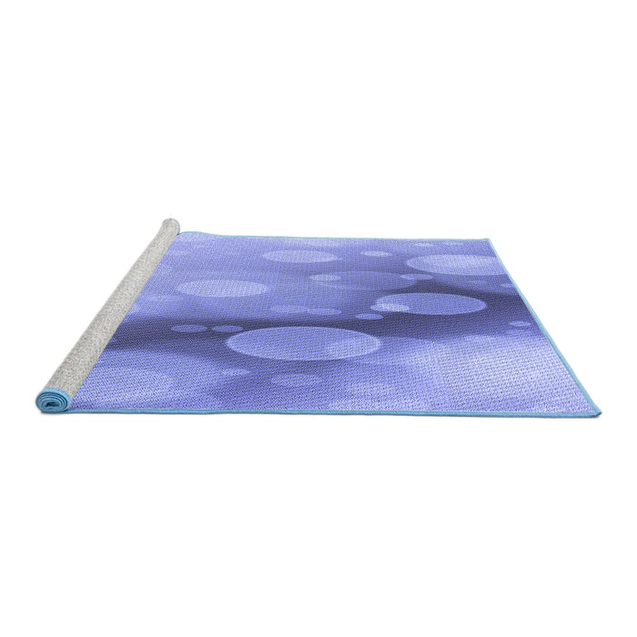 Sideview of Machine Washable Transitional Jeans Blue Rug, wshpat762blu