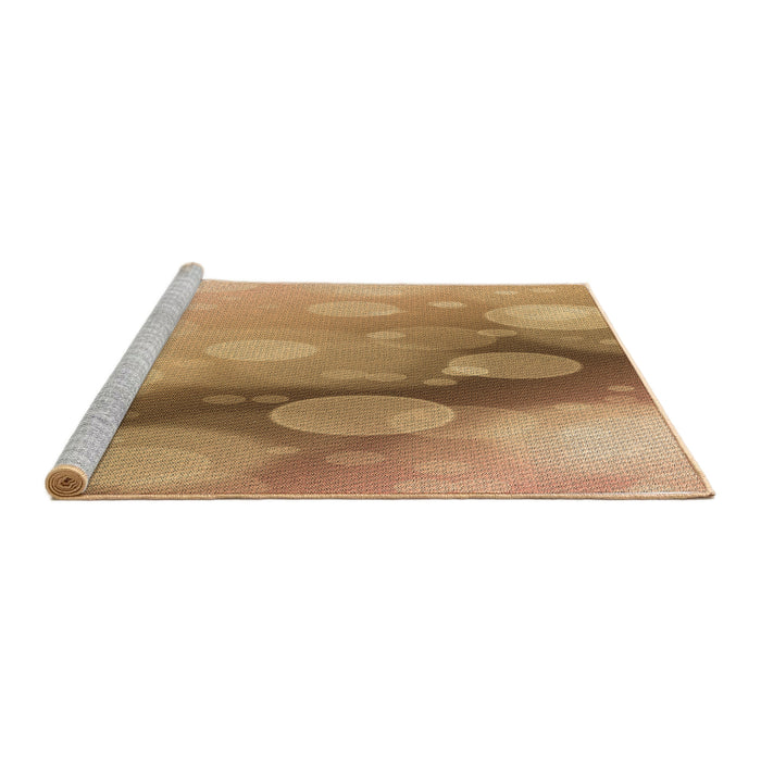 Sideview of Machine Washable Transitional Yellow Orange Rug, wshpat762brn