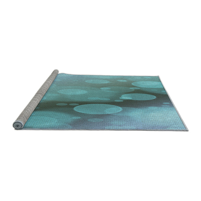 Sideview of Machine Washable Transitional Deep-Sea Green Rug, wshpat762lblu