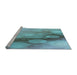 Sideview of Machine Washable Transitional Deep-Sea Green Rug, wshpat762lblu