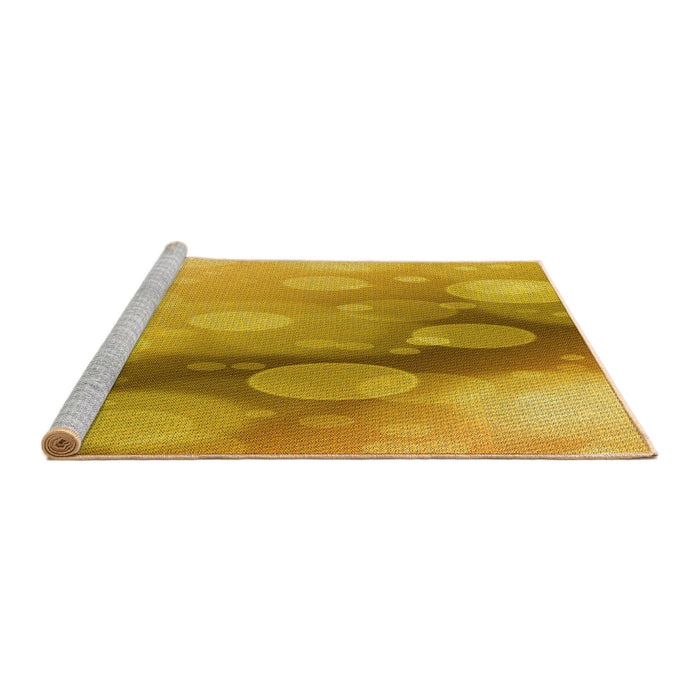 Sideview of Machine Washable Transitional Deep Yellow Rug, wshpat762yw
