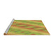 Sideview of Machine Washable Transitional Neon Yellow Green Rug, wshpat764brn