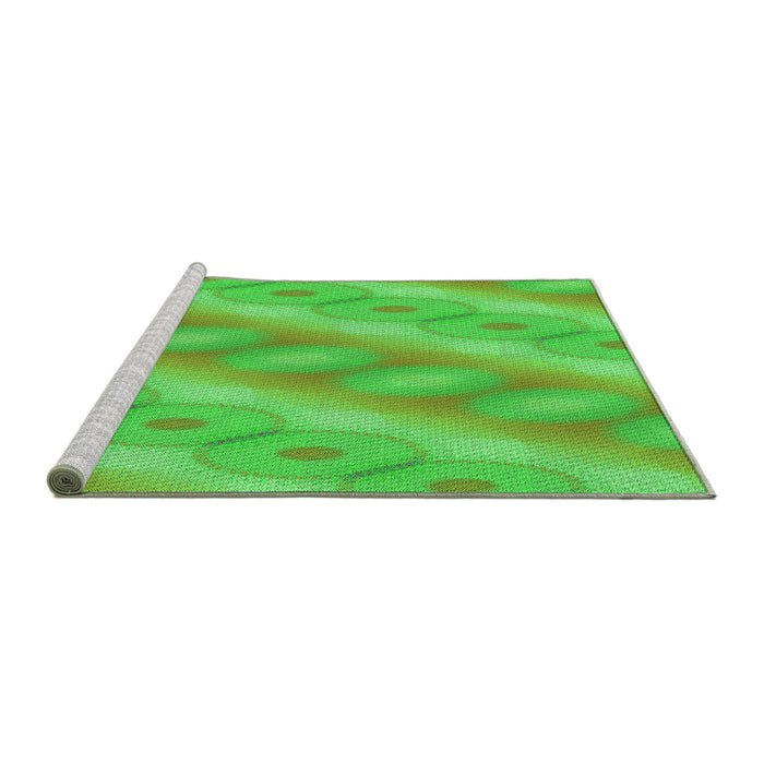 Sideview of Machine Washable Transitional Neon Green Rug, wshpat764grn