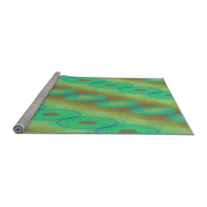 Sideview of Machine Washable Transitional Green Rug, wshpat764lblu