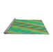 Sideview of Machine Washable Transitional Green Rug, wshpat764lblu