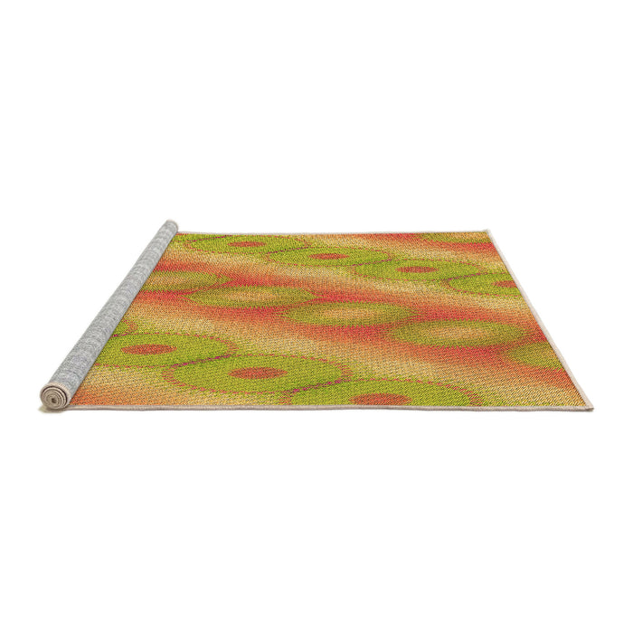 Sideview of Machine Washable Transitional Neon Orange Rug, wshpat764org
