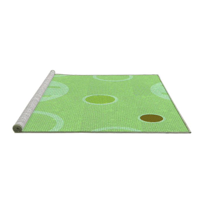 Sideview of Machine Washable Transitional Green Rug, wshpat766grn