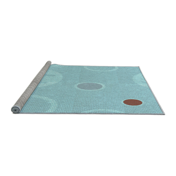 Sideview of Machine Washable Transitional Blue Rug, wshpat766lblu