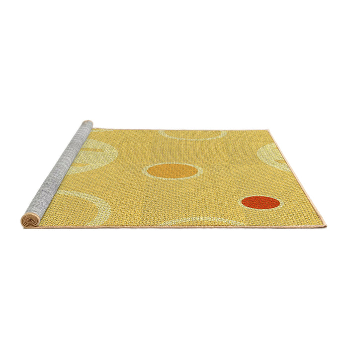 Sideview of Machine Washable Transitional Bold Yellow Rug, wshpat766yw