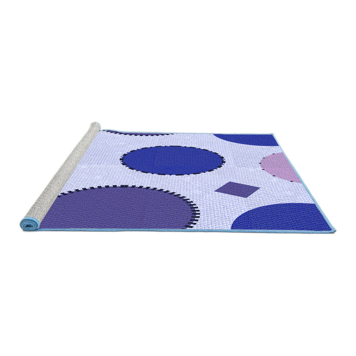 Sideview of Machine Washable Transitional Royal Blue Rug, wshpat767blu