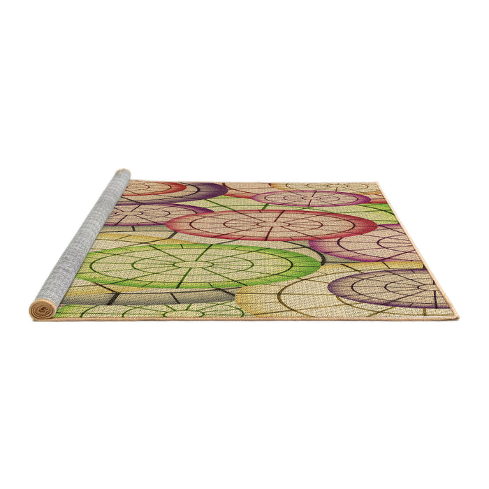 Sideview of Machine Washable Transitional Petra Gold Brown Rug, wshpat768brn